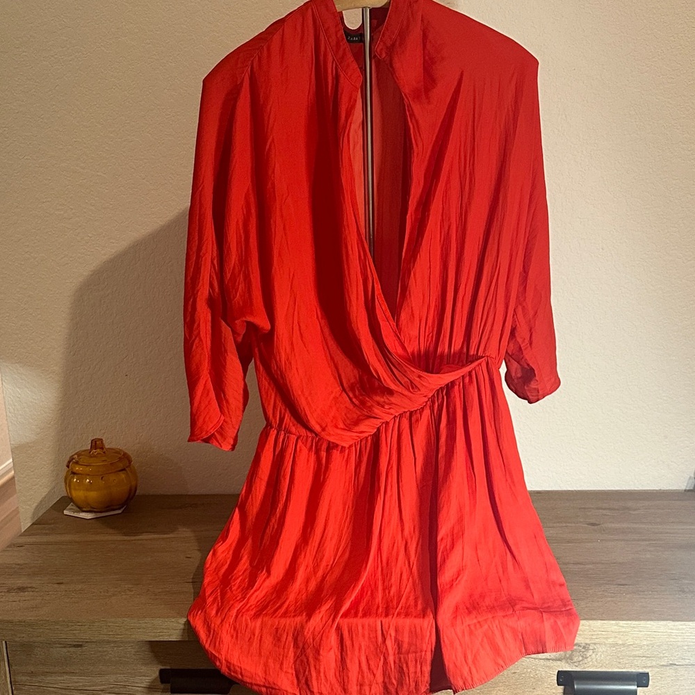 Zara Orange fall Top Wrap Dress. Size M.